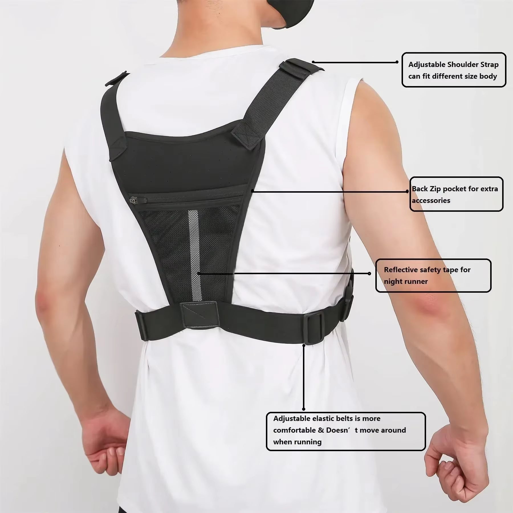 Sports Chest Bag Water Resistant Lightweight Front Chest Pack Running Vest Bag with Built-In Phone Holder Extra Storage 가방 Bolsa
