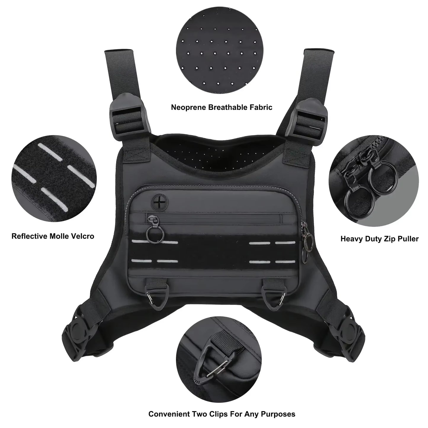 Sports Chest Bag Water Resistant Lightweight Front Chest Pack Running Vest Bag with Built-In Phone Holder Extra Storage 가방 Bolsa