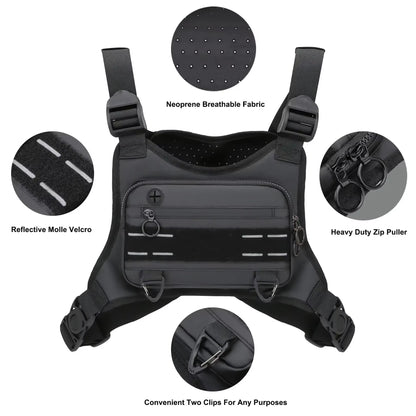 Sports Chest Bag Water Resistant Lightweight Front Chest Pack Running Vest Bag with Built-In Phone Holder Extra Storage 가방 Bolsa