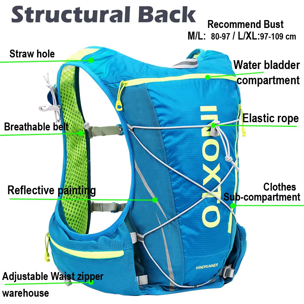 Running Hydration Vest Backpack Men Women Outdoor Sport Backpacks Trail Marathon Jogging Hiking Rucksack with Water Bag Flask