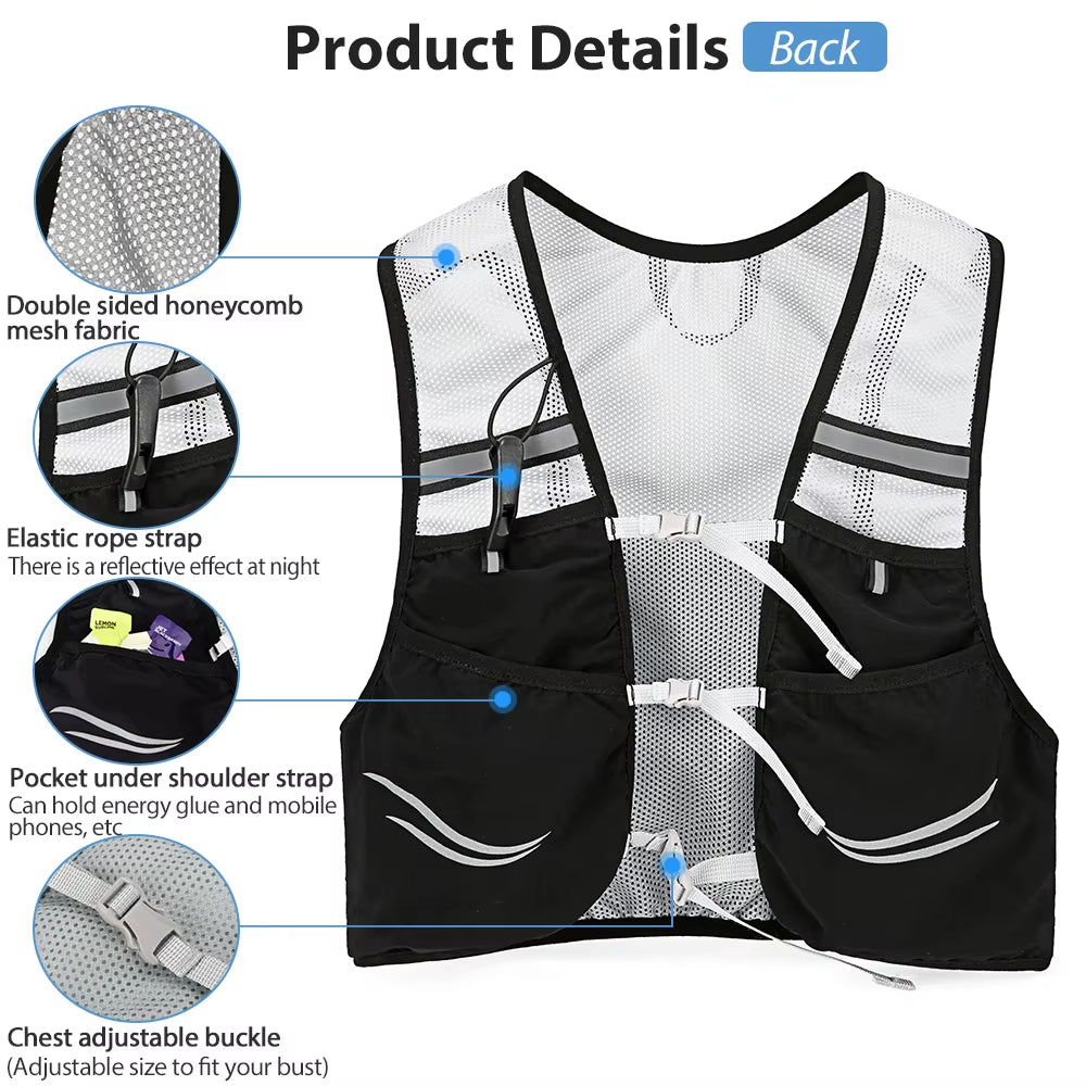 Outdoor Trail Running Backpack Ultralight Running Race Hydration Vest Marathon Bicycle Bag for Women Men Marathon Cycling Hiking